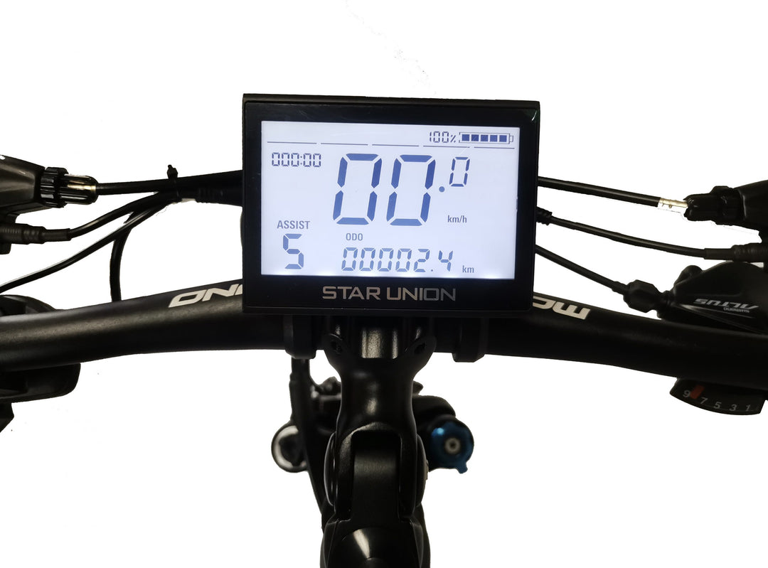 union e bike display Sunmono E-Mono ARES Electric Bike vs Speed Elektrofahrrad Color:Forest Green presenting speed